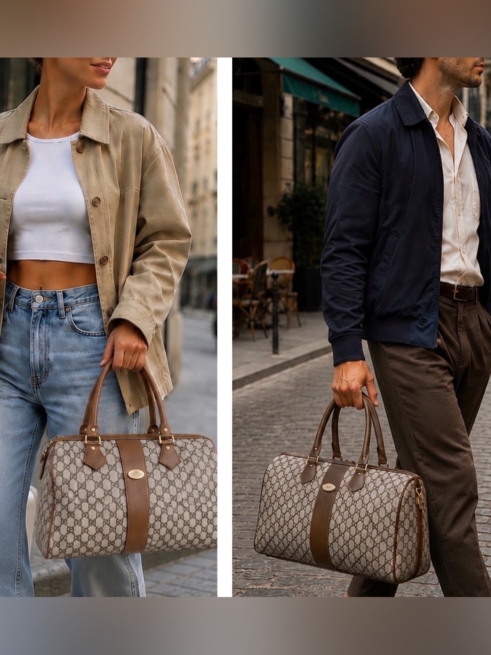 Gucci Plus Monogram Canvas Duffel Boston Bag with Leather Trim. Comes with COA - Picture 1 of 15